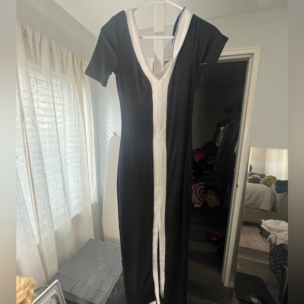 White and black dress